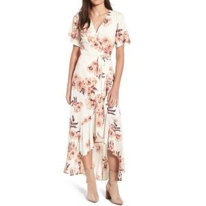 Leith floral wrap midi dress small